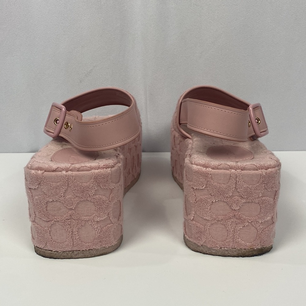 COACH Women’s Noelle Terry Cloth Platform Sandals – Blush Pink Monogram - 9.5B - Picture 10 of 15
